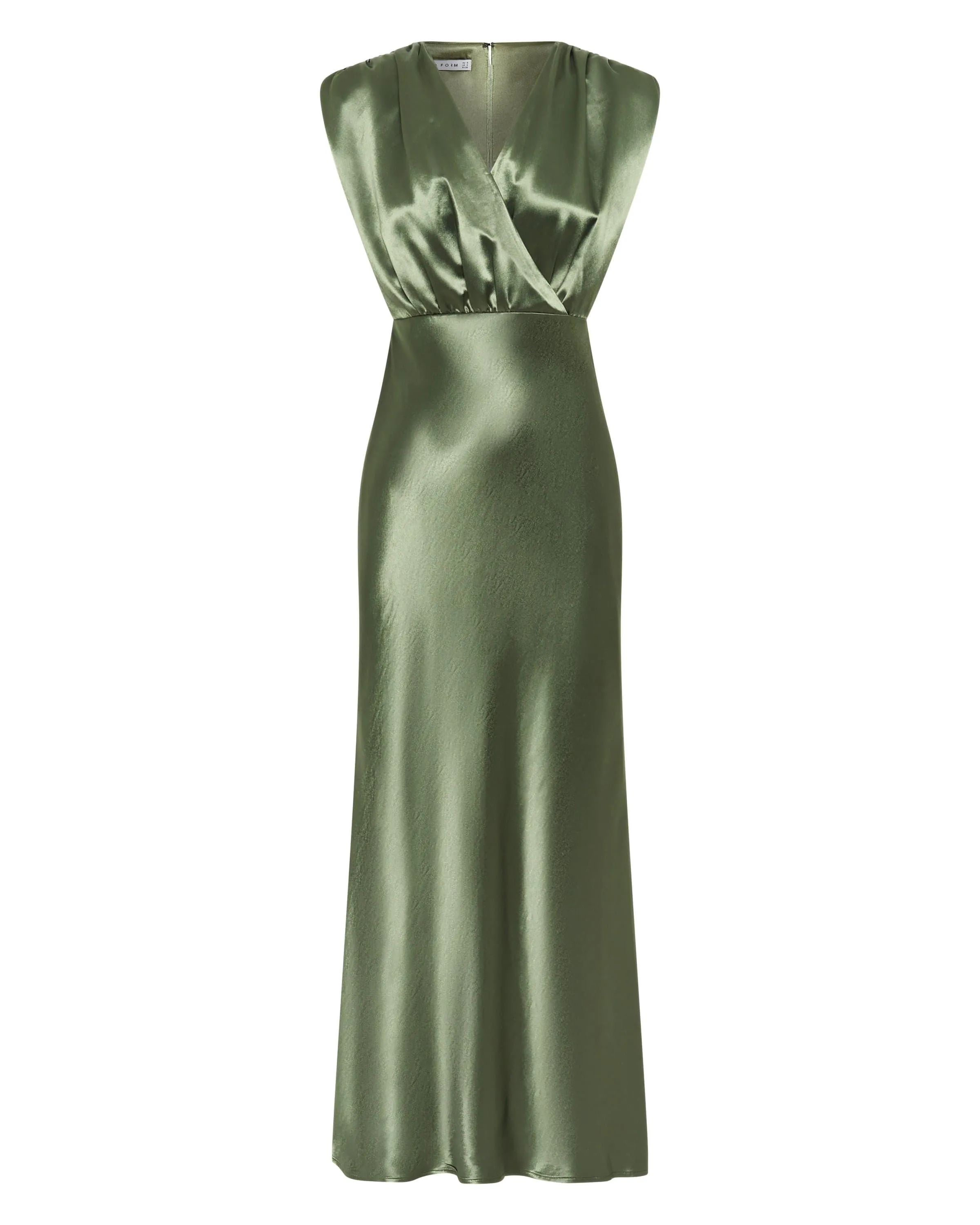 SATIN CROSS OVER GATHER DRESS | OLIVE