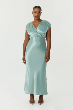 SATIN CROSS OVER GATHER DRESS | WAVE