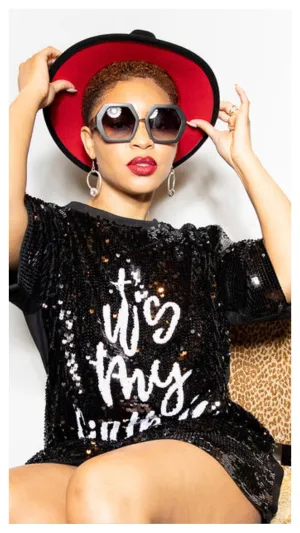 Sequin It’s My Birthday Dress/Top (Black)