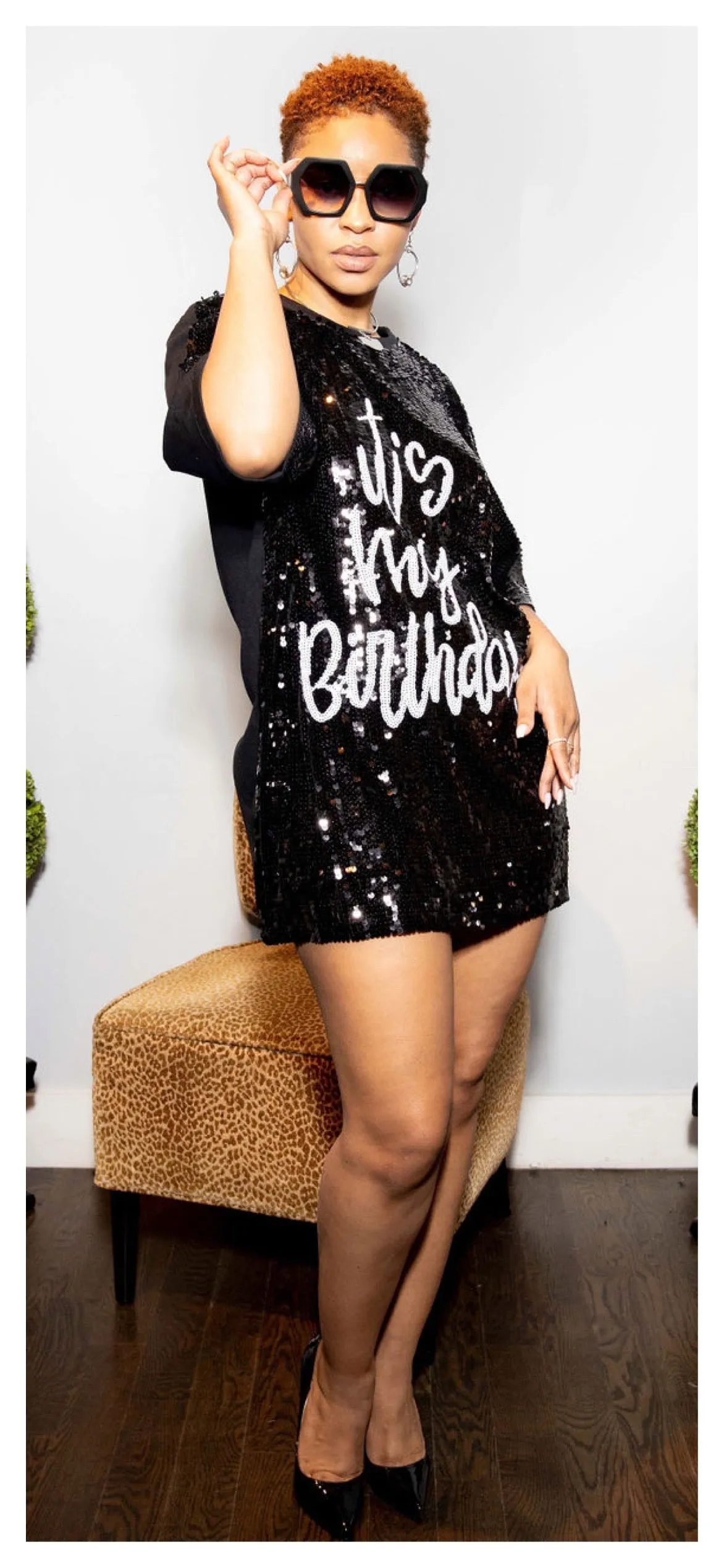 Sequin It’s My Birthday Dress/Top (Black)
