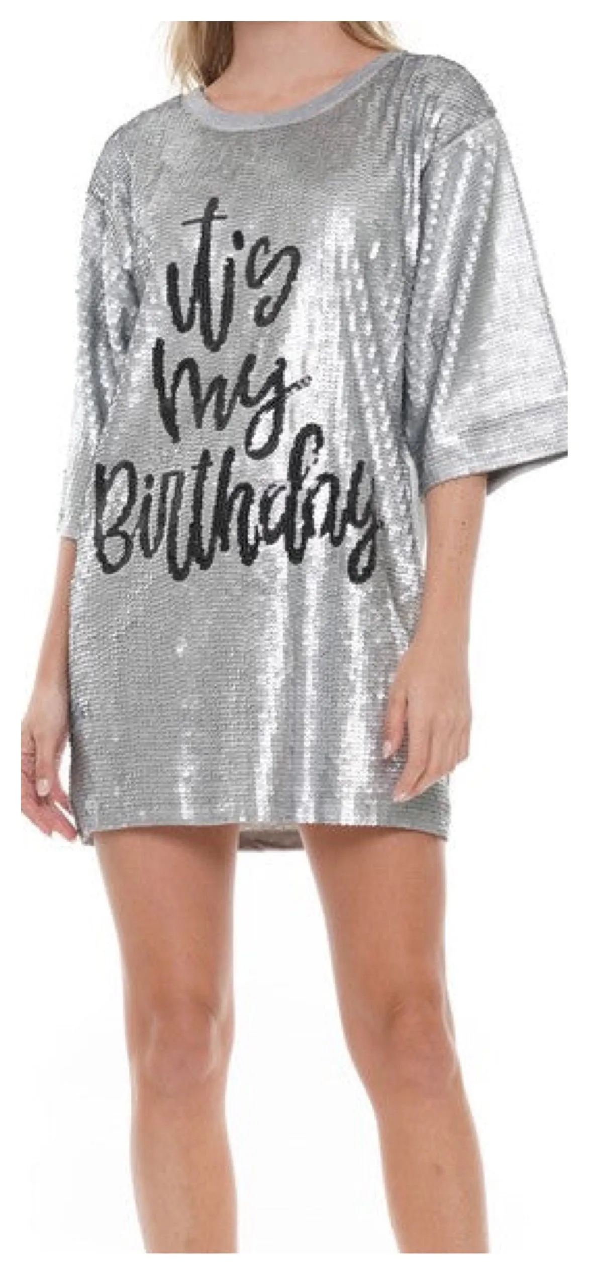 Sequin It’s My Birthday Dress/Top (Black)