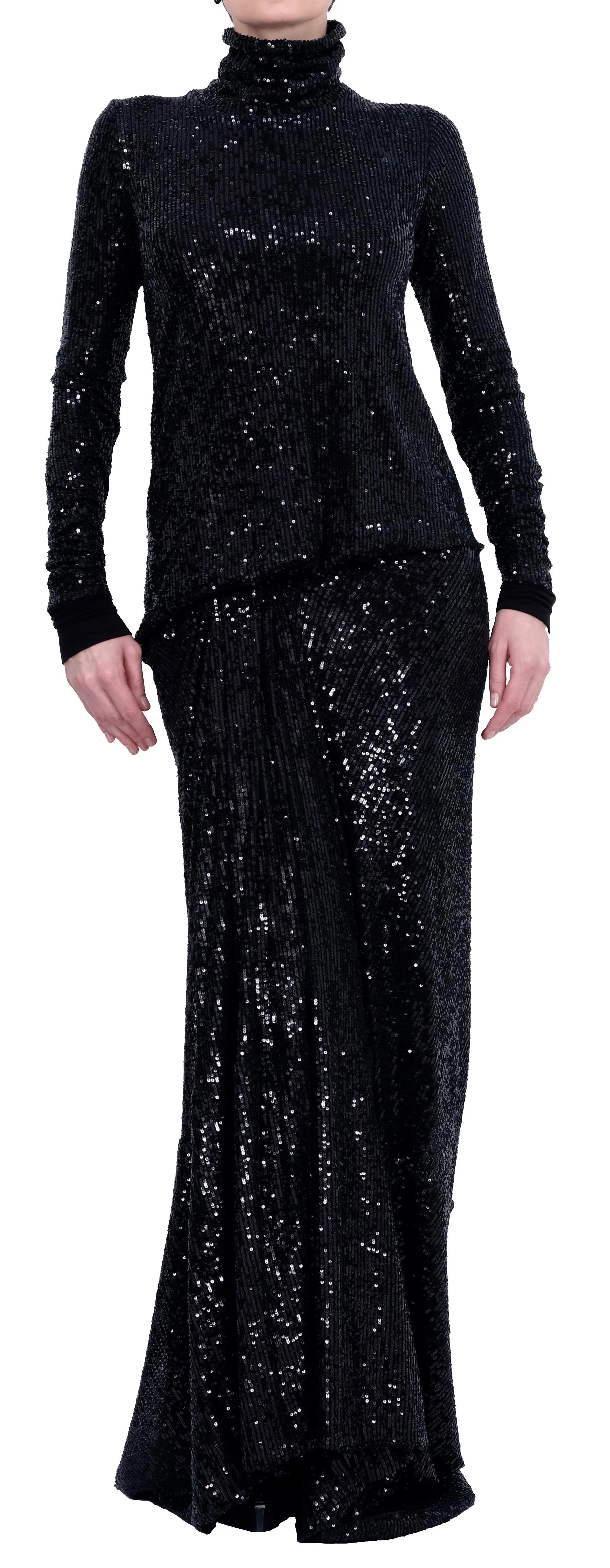 Sequin Long Sleeve Maxi Dress