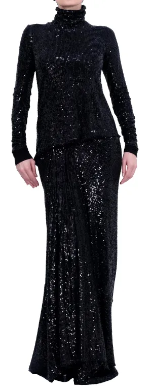 Sequin Long Sleeve Maxi Dress