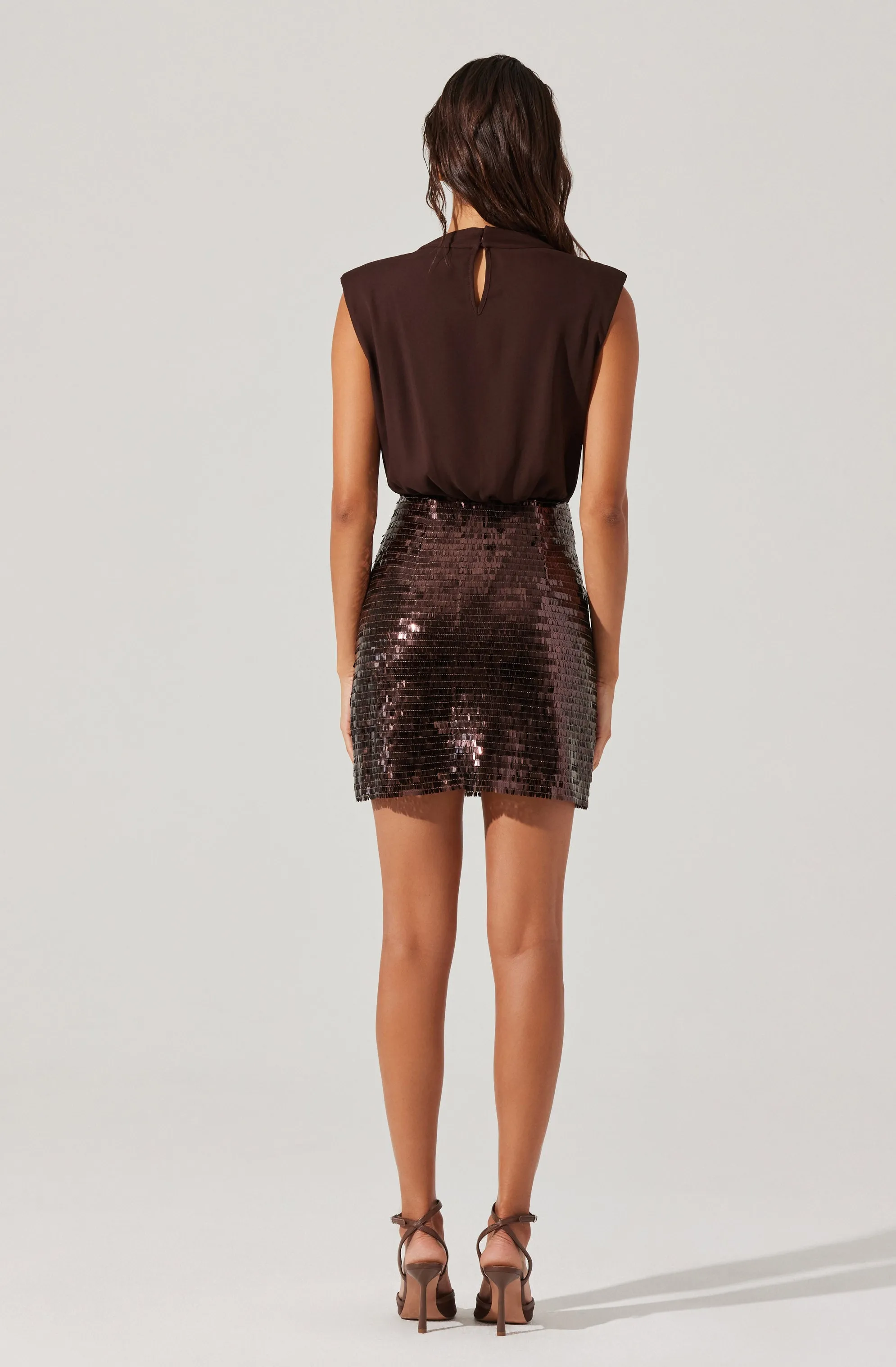 Sequin Mixed Media Mini Dress