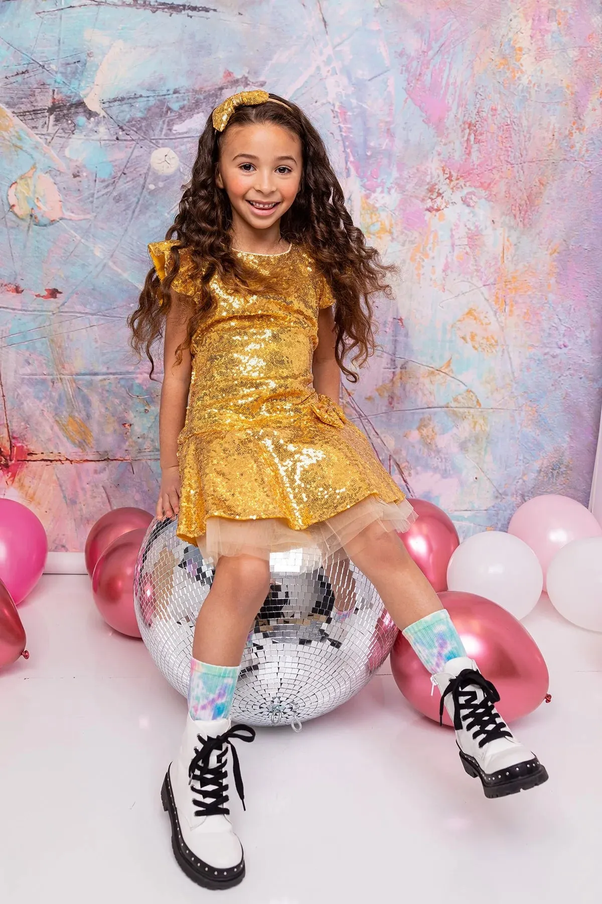 Sequin Ruffle Sleeve Tutu Dress