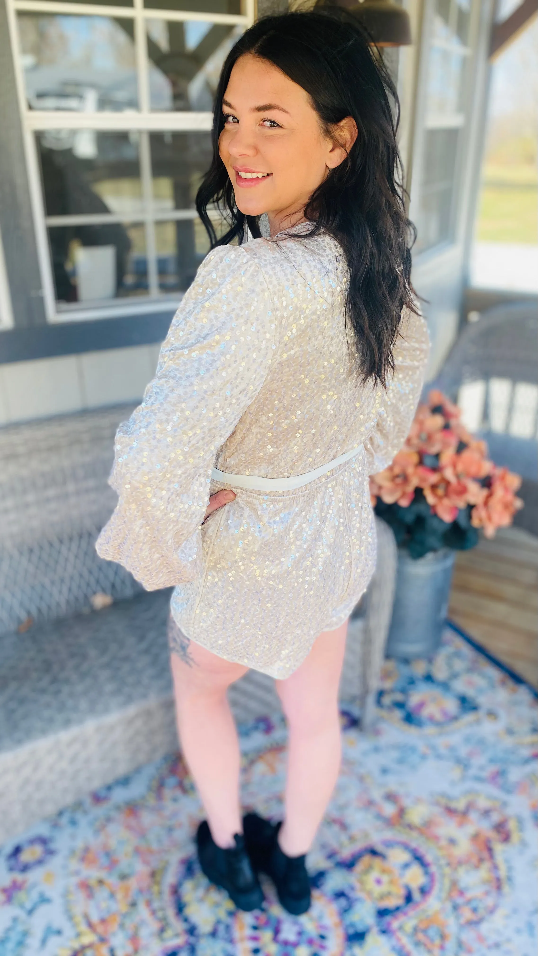 Sequin Velvet Romper