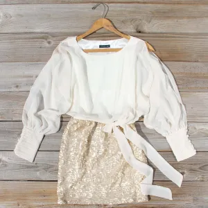 Sequined Autumn Dress in Cream