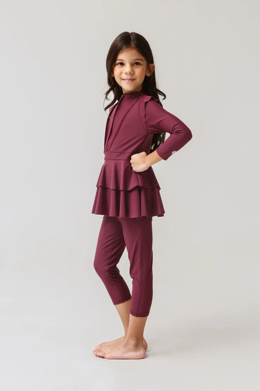 Serena Kids Two Piece Swimwear - Burgundy
