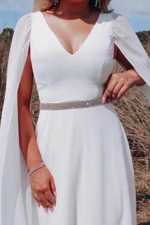 Shimmering Love Rhinestone Satin Tie Bridal Belt- Gold