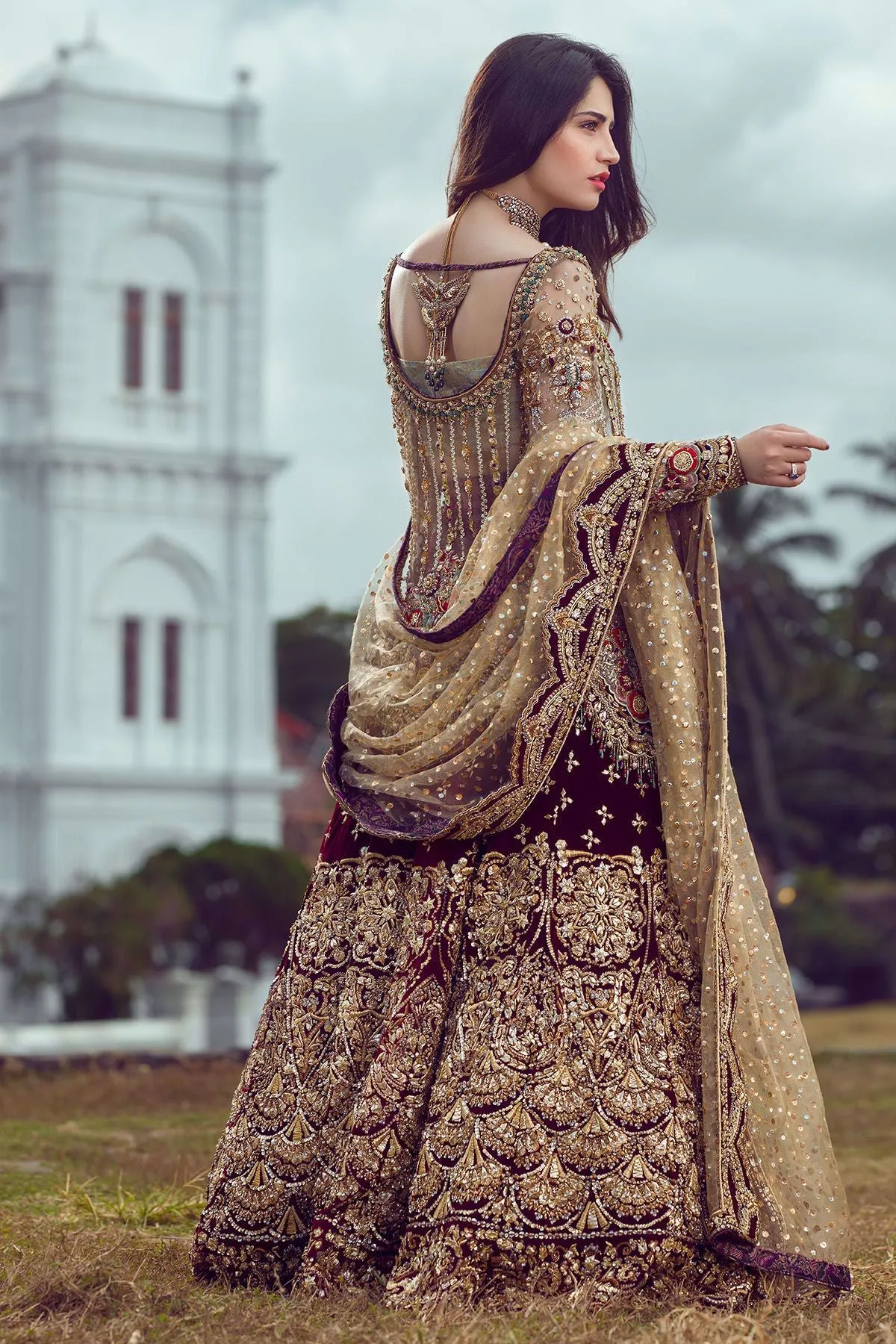 Short Peplum Lehnga in Maroon Color #Y6002