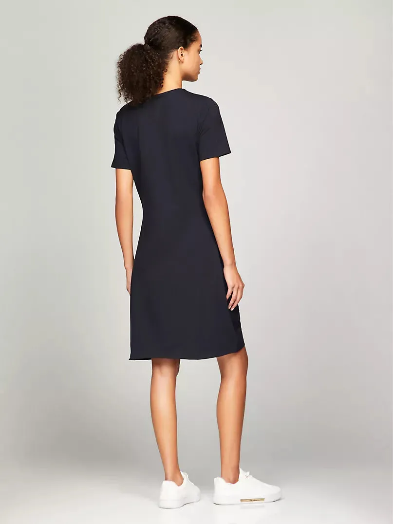 Short-Sleeve Knotted Stretch Dress