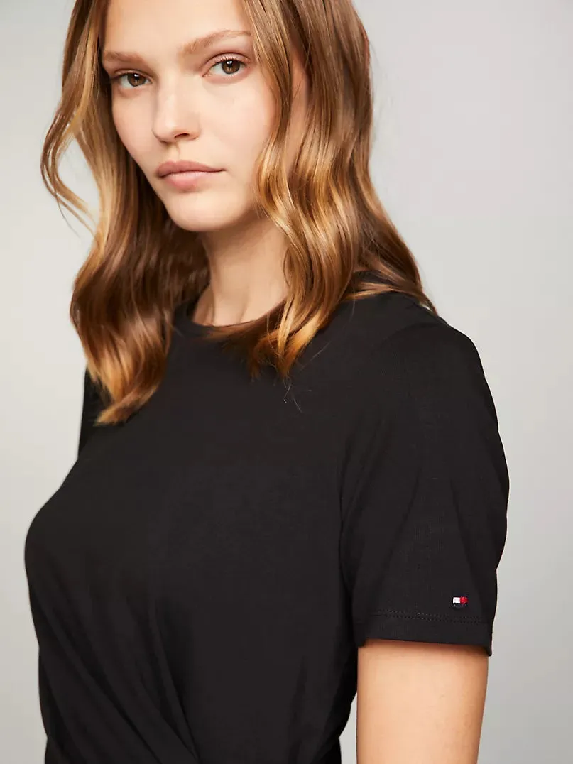 Short-Sleeve Knotted Stretch Dress