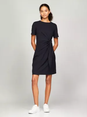 Short-Sleeve Knotted Stretch Dress