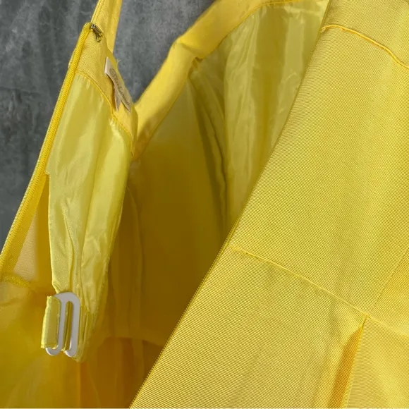 Shoshanna Yellow X Strap Cocktail Dress 8 Lined Pockets Formal Bridesmaid Prom