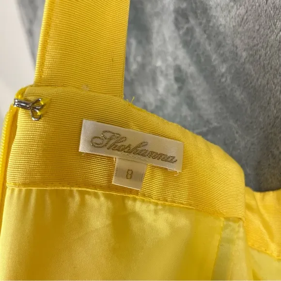 Shoshanna Yellow X Strap Cocktail Dress 8 Lined Pockets Formal Bridesmaid Prom