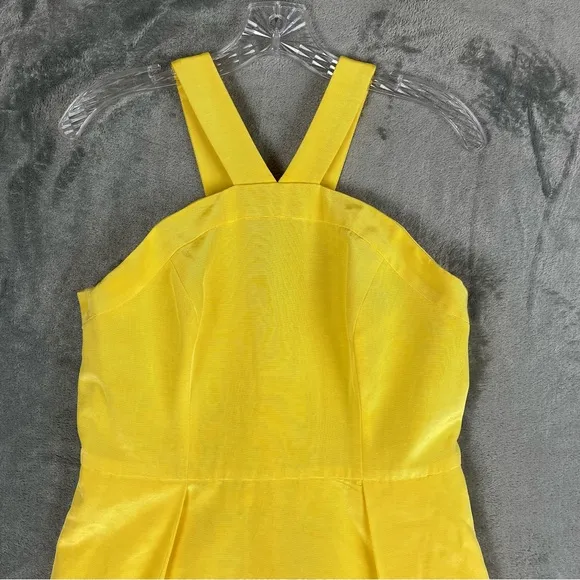 Shoshanna Yellow X Strap Cocktail Dress 8 Lined Pockets Formal Bridesmaid Prom
