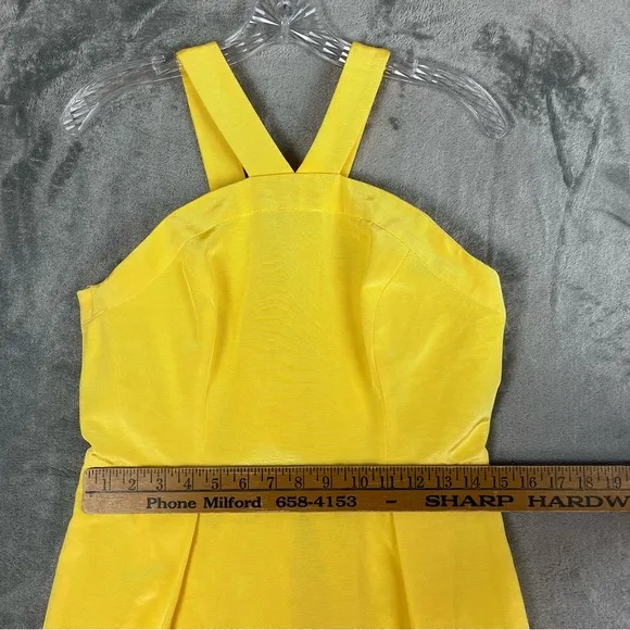 Shoshanna Yellow X Strap Cocktail Dress 8 Lined Pockets Formal Bridesmaid Prom