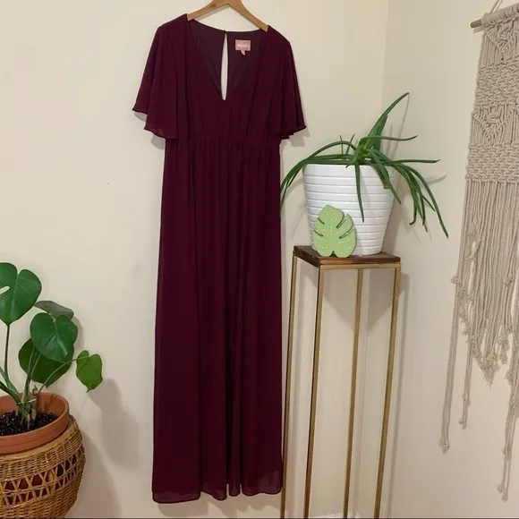 Show Me Your Mumu Emily Empire Maxi Dress in Merlot sz L