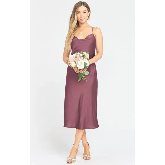 Show Me Your Mumu Verona Cowl Dress Dusty Plum Luxe Satin XS NWT