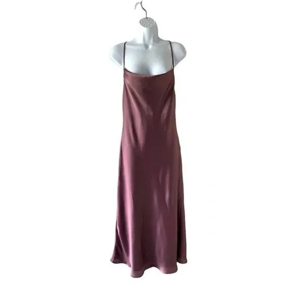Show Me Your Mumu Verona Cowl Dress Dusty Plum Luxe Satin XS NWT