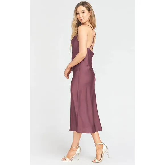 Show Me Your Mumu Verona Cowl Dress Dusty Plum Luxe Satin XS NWT
