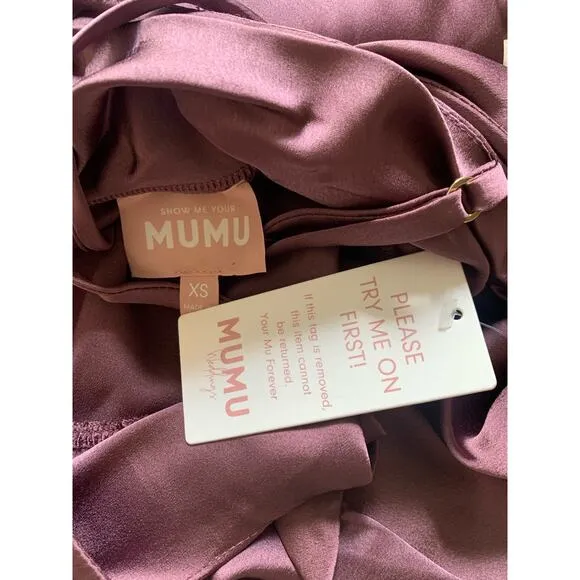 Show Me Your Mumu Verona Cowl Dress Dusty Plum Luxe Satin XS NWT