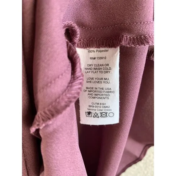 Show Me Your Mumu Verona Cowl Dress Dusty Plum Luxe Satin XS NWT
