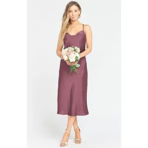Show Me Your Mumu Verona Cowl Dress Dusty Plum Luxe Satin XS NWT