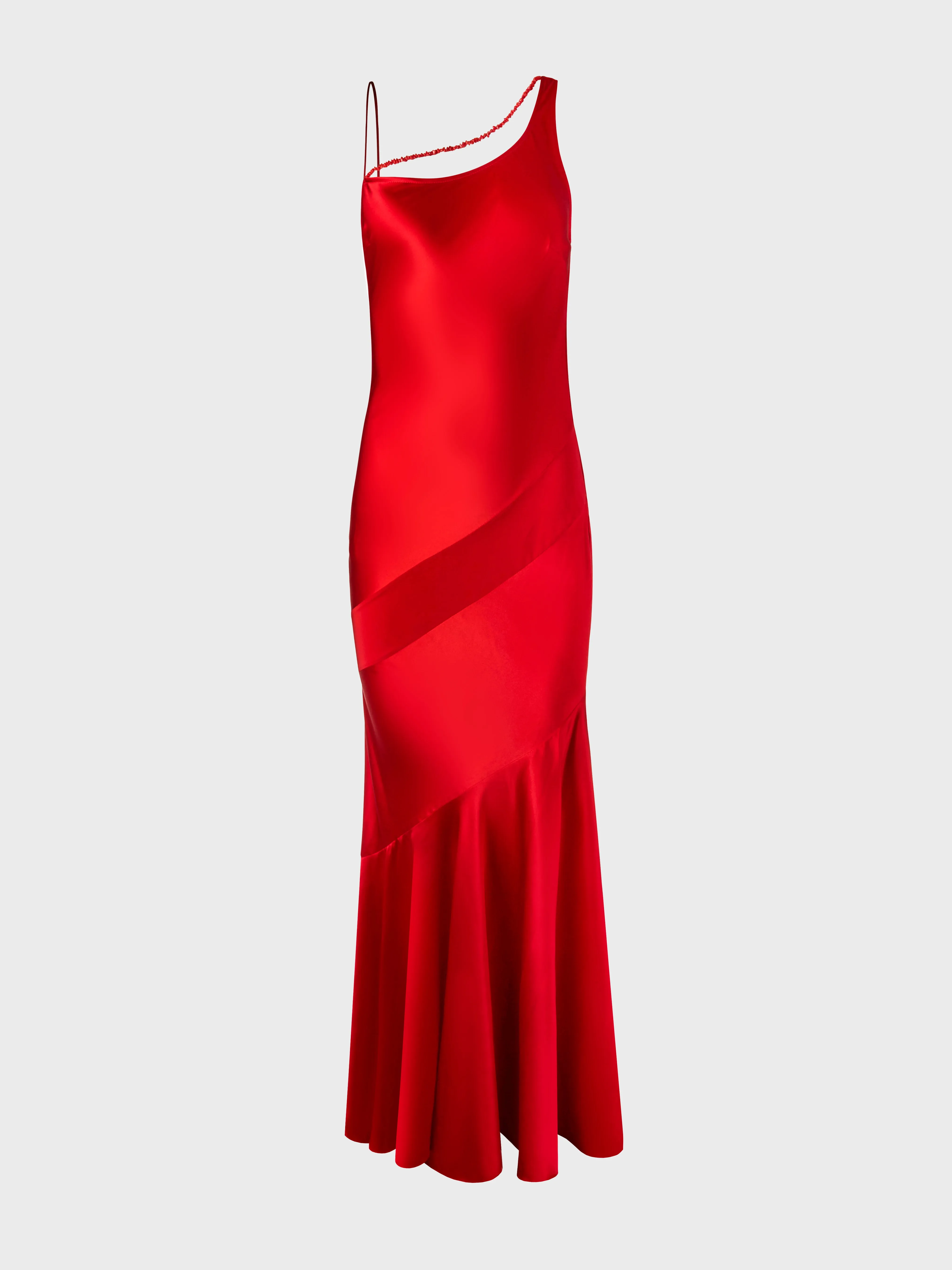 Silk Bias Gown with Coral Beading