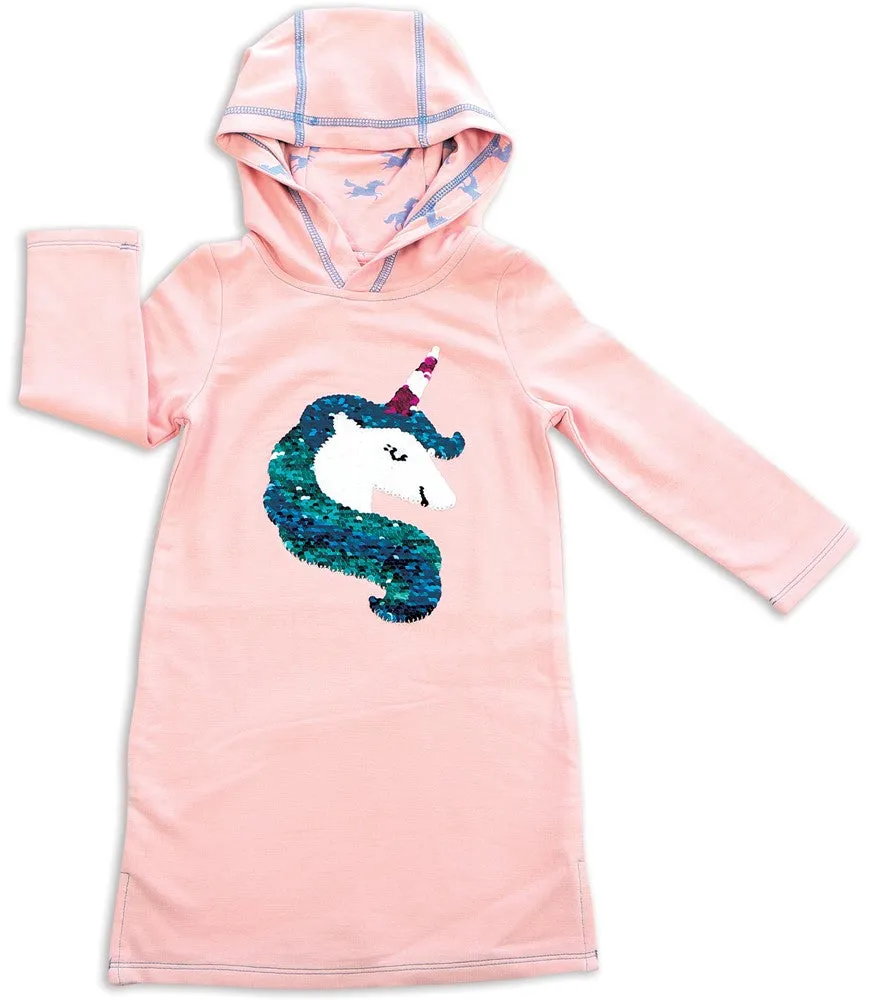 Silkbery Baby Magic Unicorn Reversible Sequin Hoodie Dress