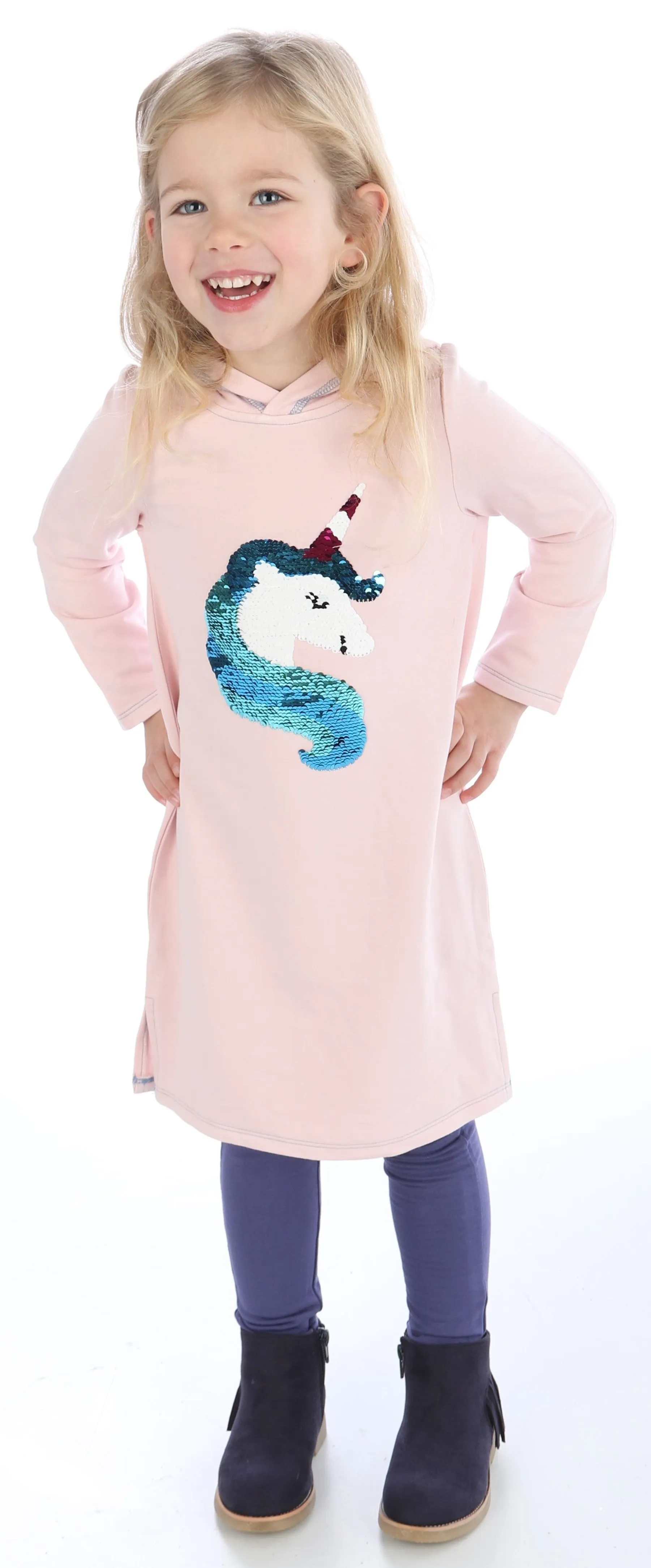 Silkbery Baby Magic Unicorn Reversible Sequin Hoodie Dress