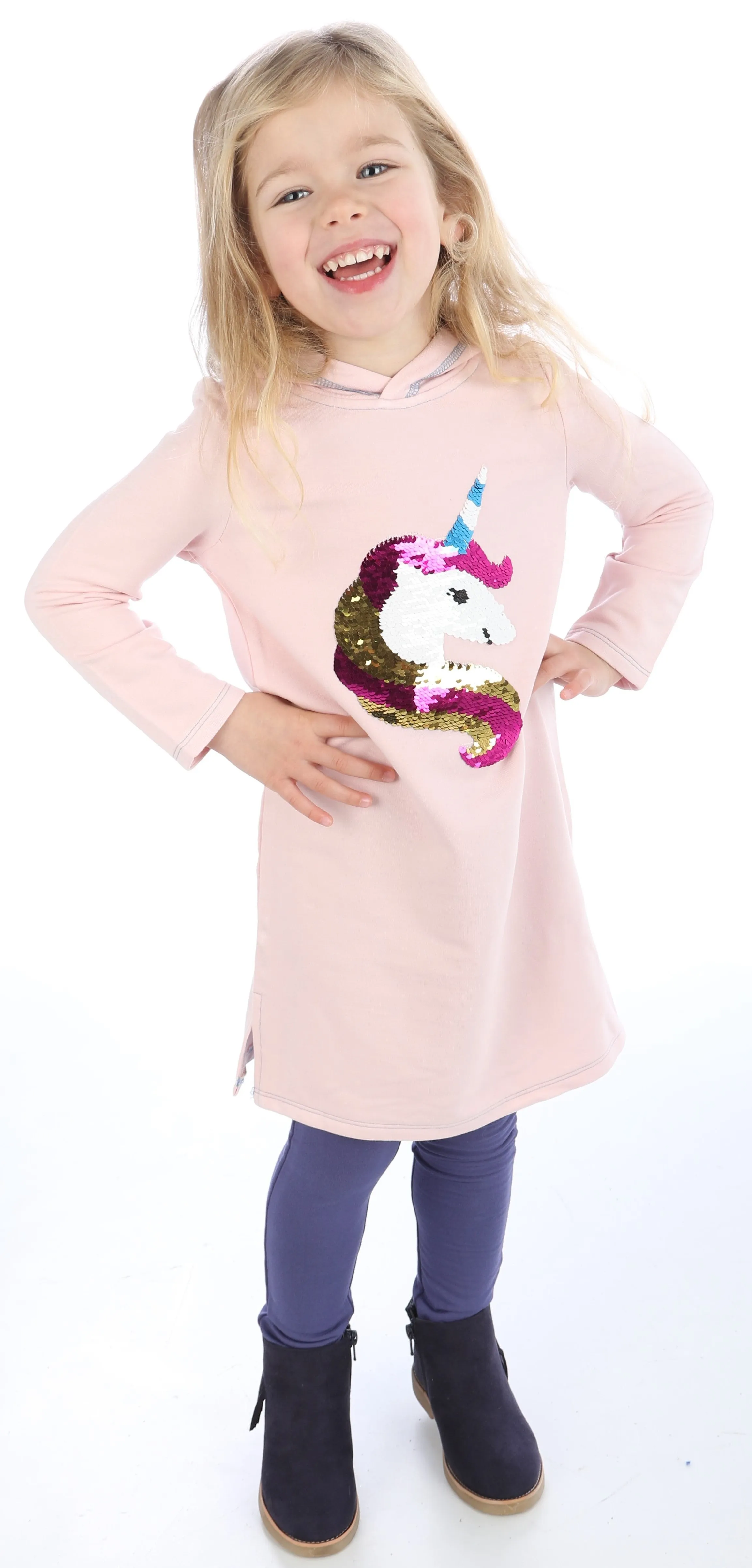Silkbery Baby Magic Unicorn Reversible Sequin Hoodie Dress