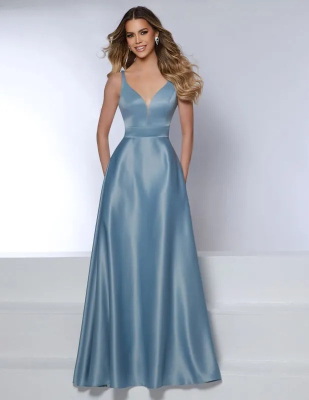 Size 12 Kanali K 1889 Dusty Blue Bridesmaid Dress