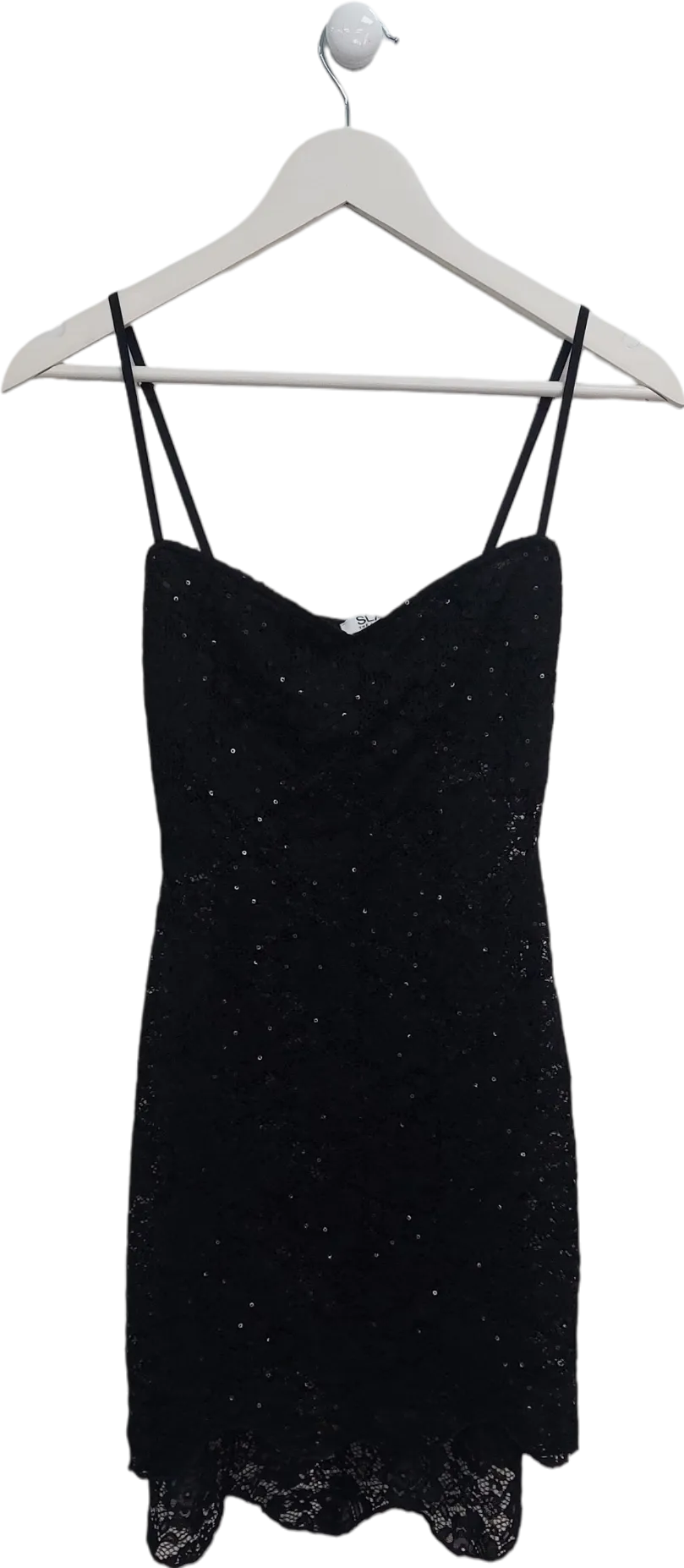 SLA the label Black Sequin Lace Dress UK XS