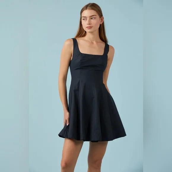 Sophie Rue The Mini Poplin Dress in Navy Blue size Medium