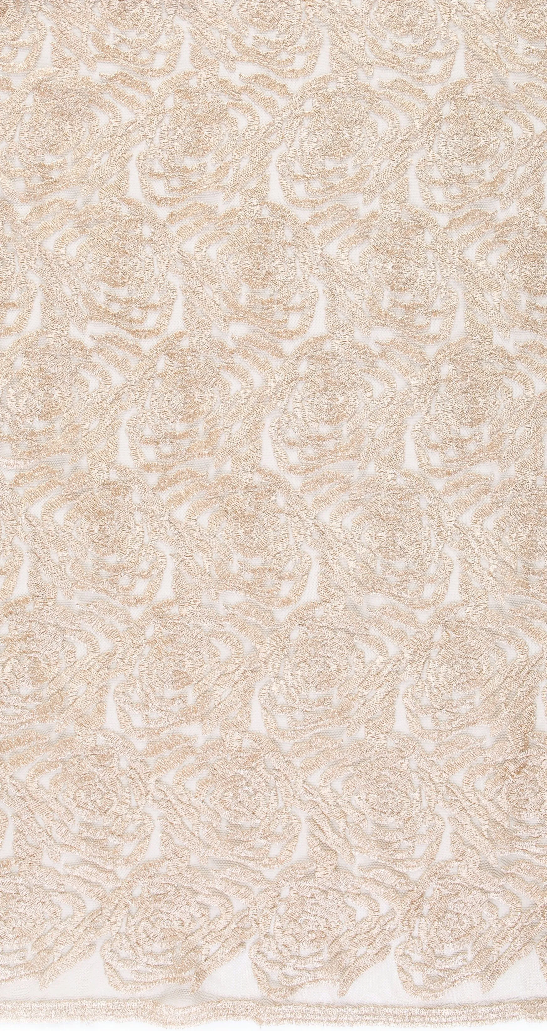 Sparkly Embroidery Fabric with Spiral Flower Design