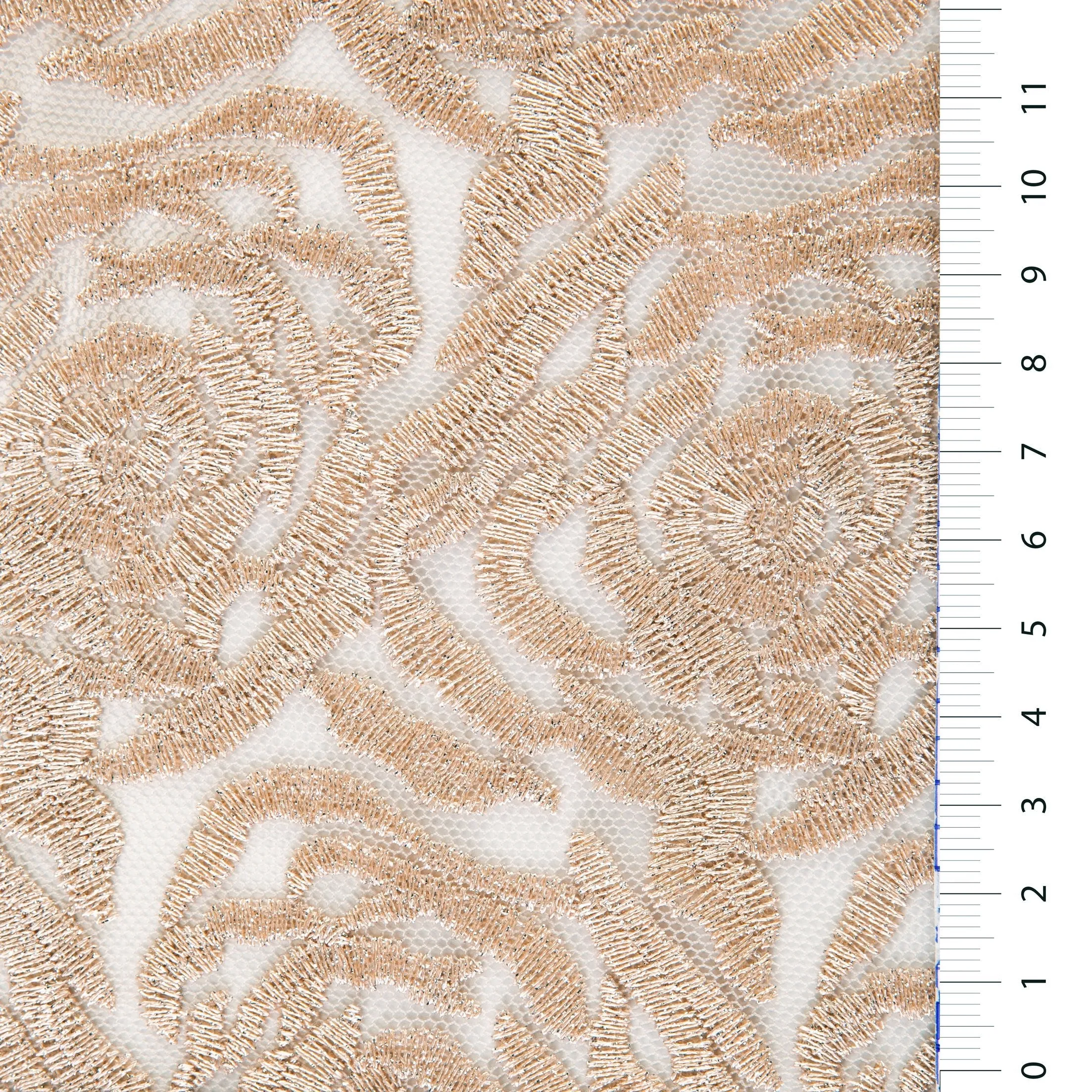 Sparkly Embroidery Fabric with Spiral Flower Design