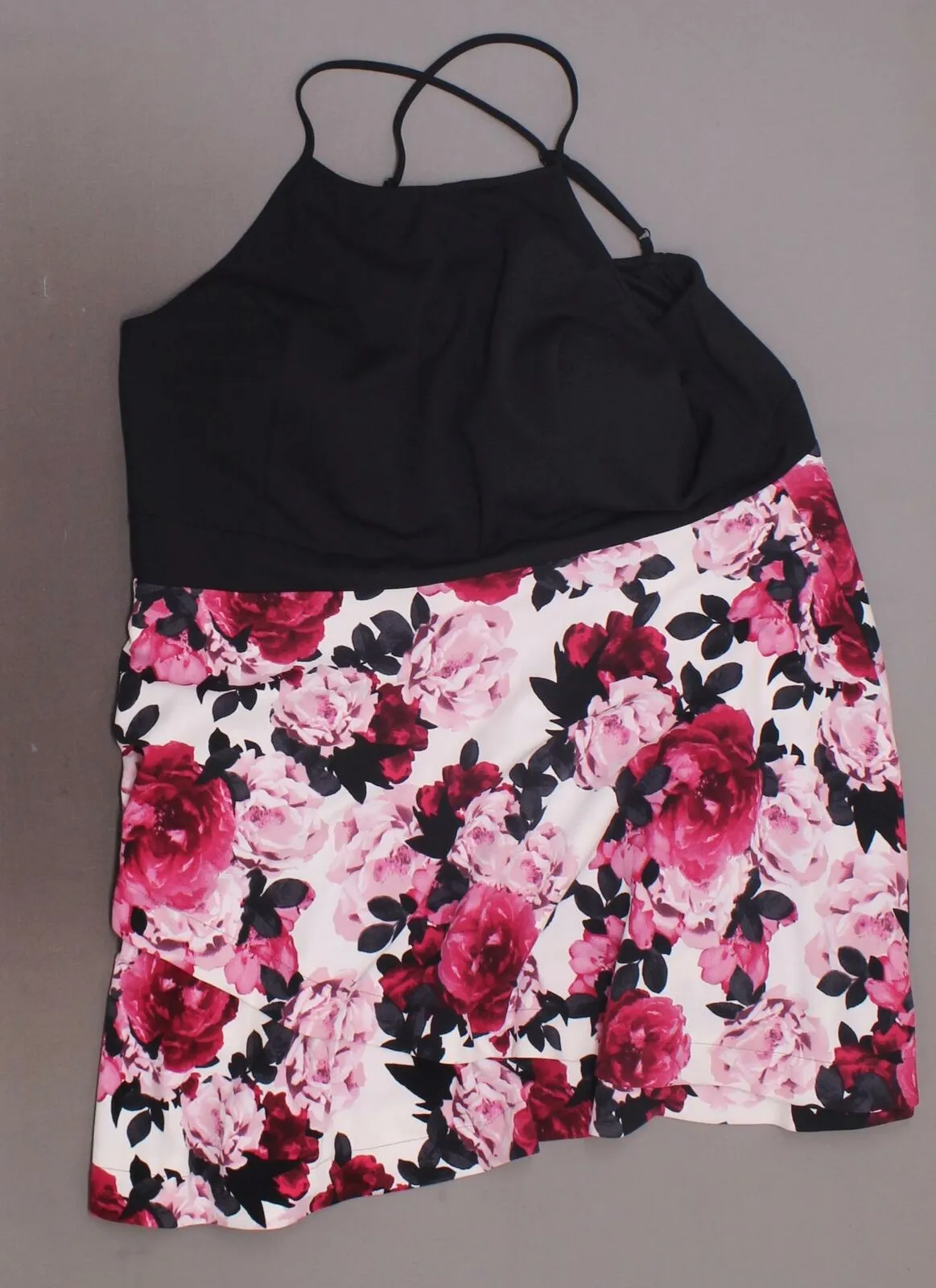Speechless Plus Size Solid and Floral Print Dress Ivory / Berry 24W