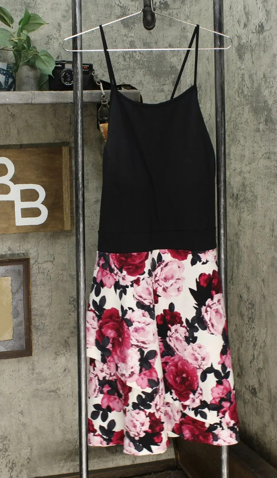 Speechless Plus Size Solid and Floral Print Dress Ivory / Berry 24W
