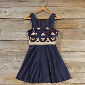 Stone Spell Beaded Dress in Navy