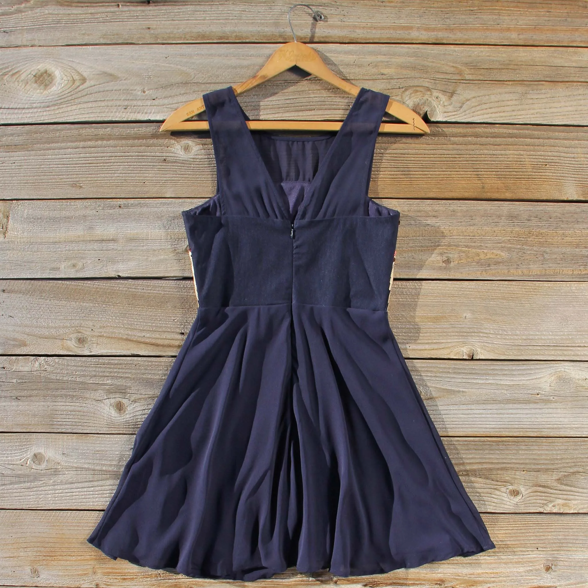 Stone Spell Beaded Dress in Navy