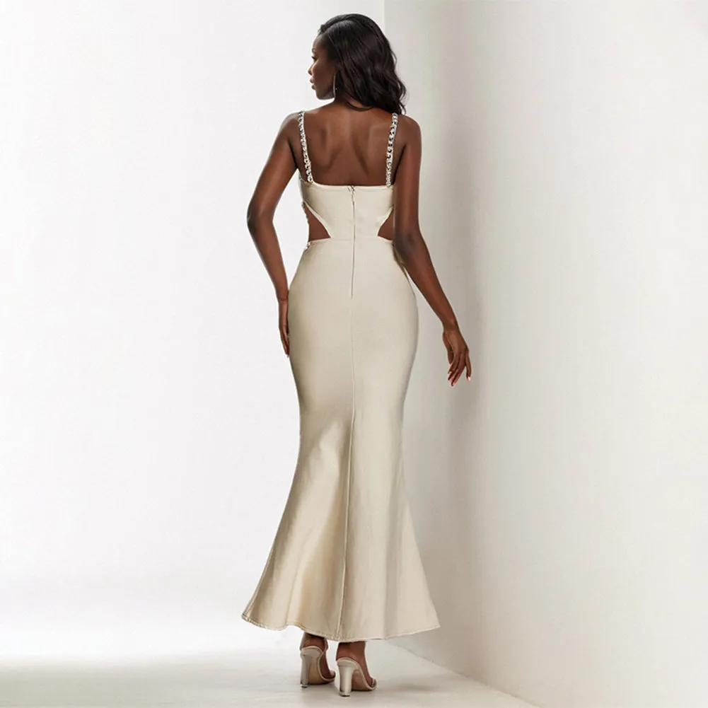 Strappy Sleeveless Rhinestone Maxi Bandage Dress PZC2495