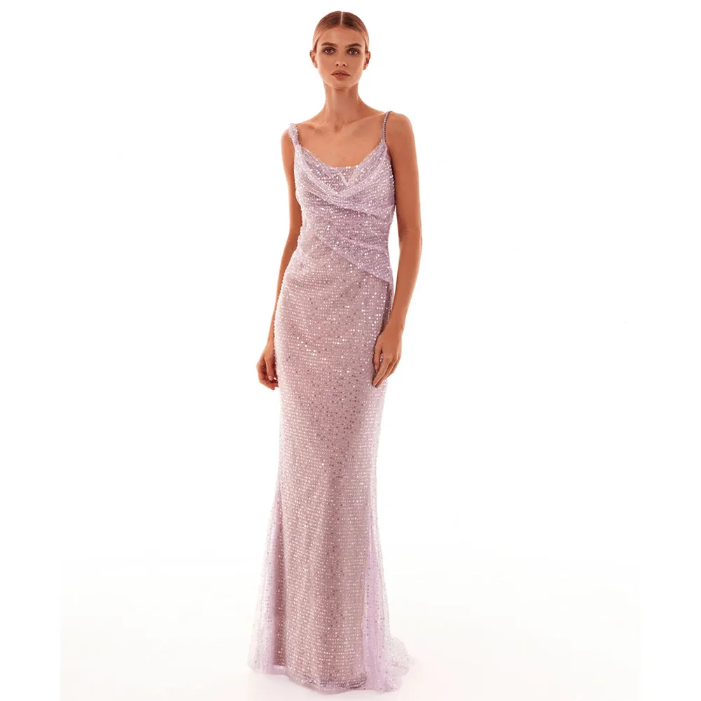 Strappy Sleeveless Sequins Maxi Dress KLYF1080