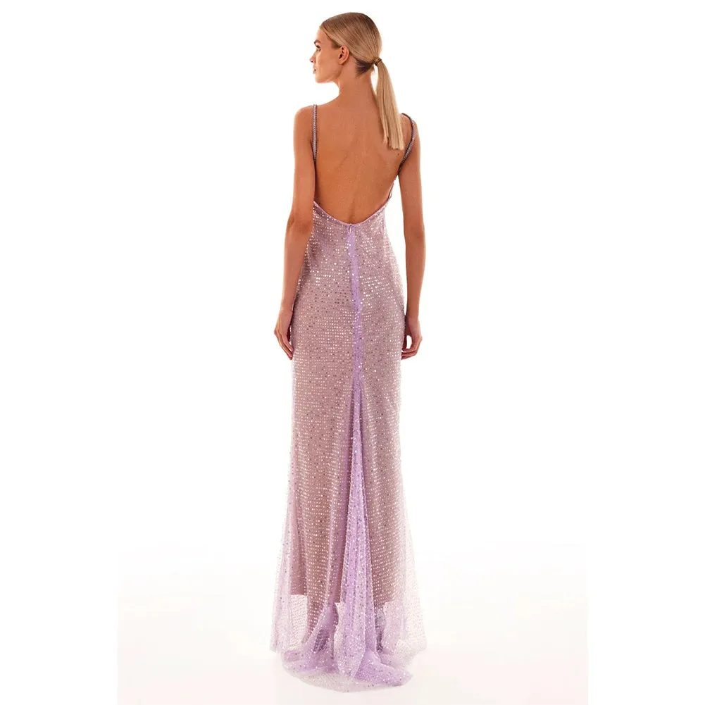 Strappy Sleeveless Sequins Maxi Dress KLYF1080