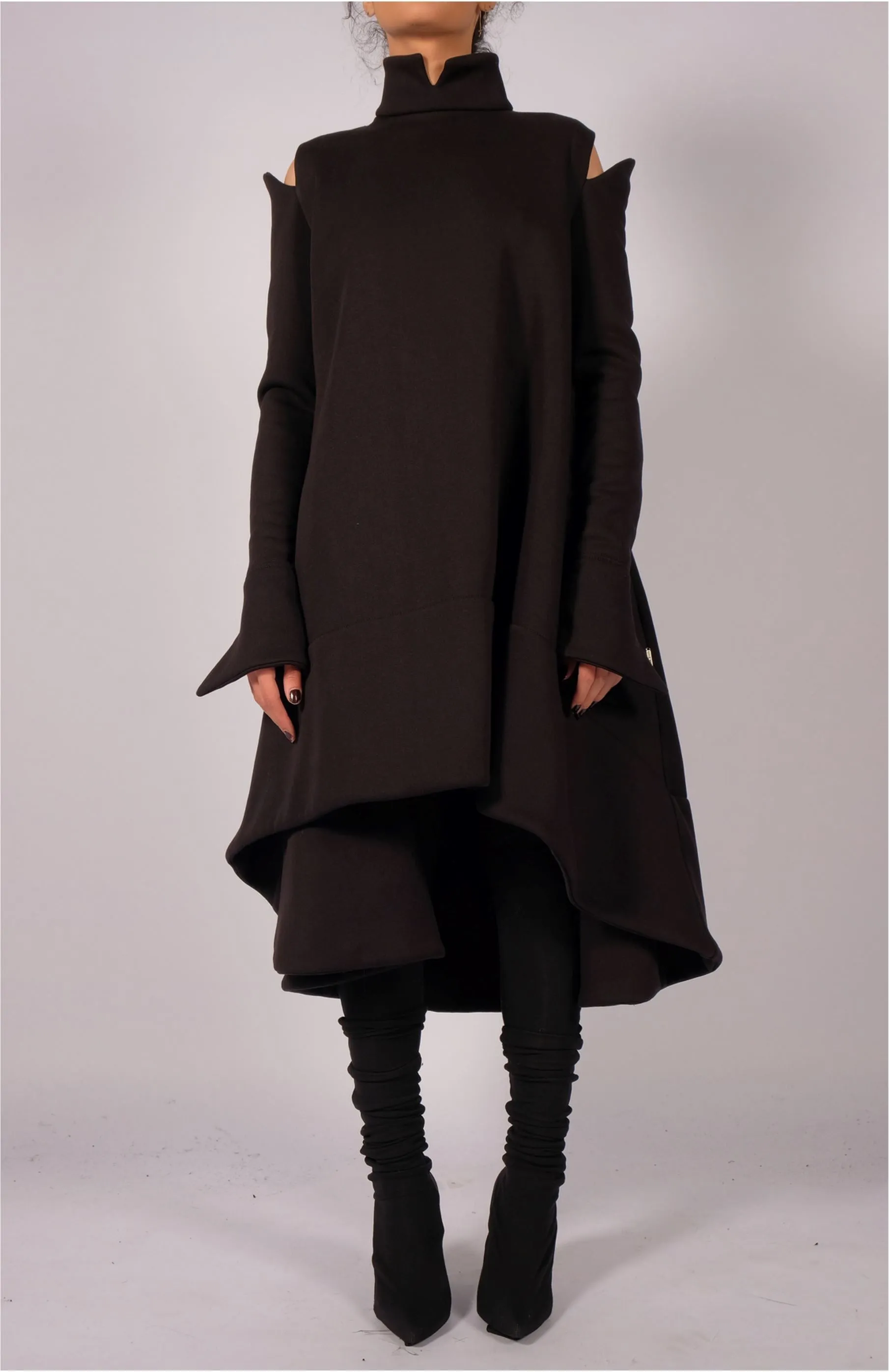 Sweatshirt Dress with Shoulder Detail