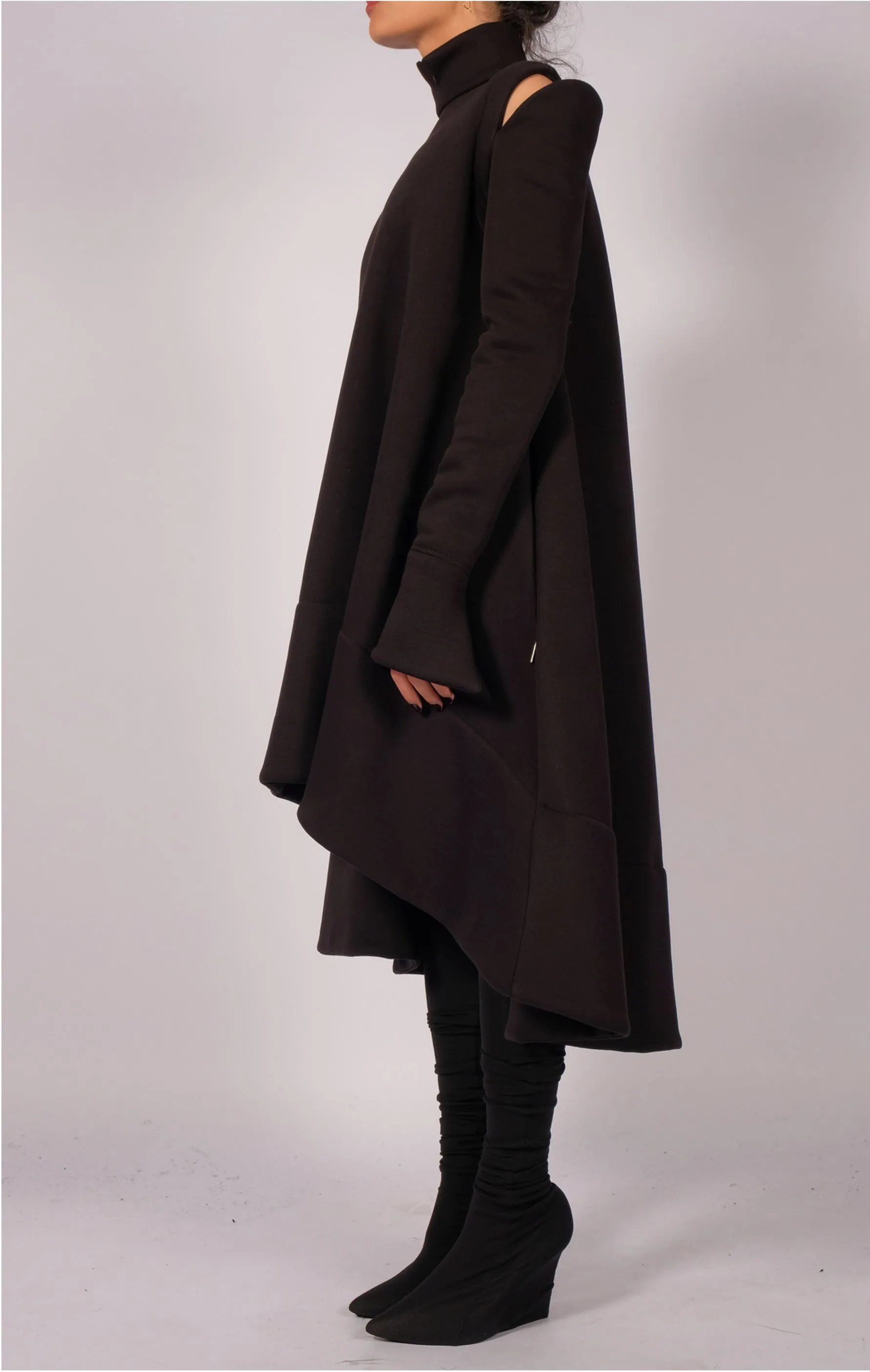 Sweatshirt Dress with Shoulder Detail