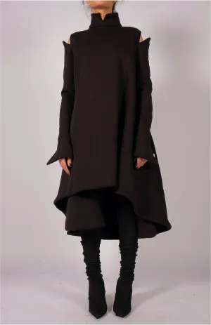 Sweatshirt Dress with Shoulder Detail