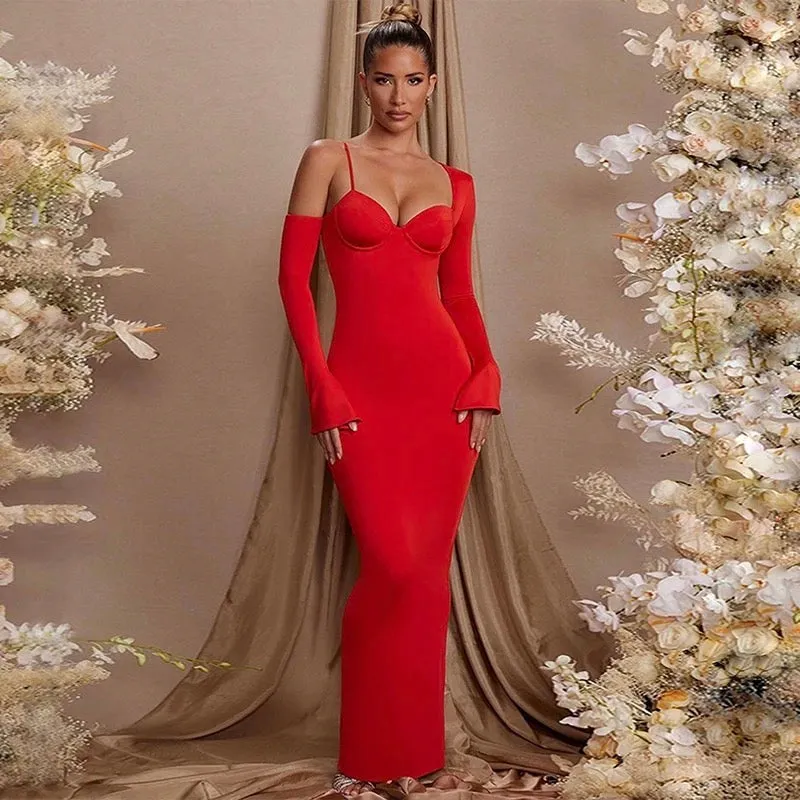 Sweet Heart - Sexy Red One Sleeve Body Con Dress