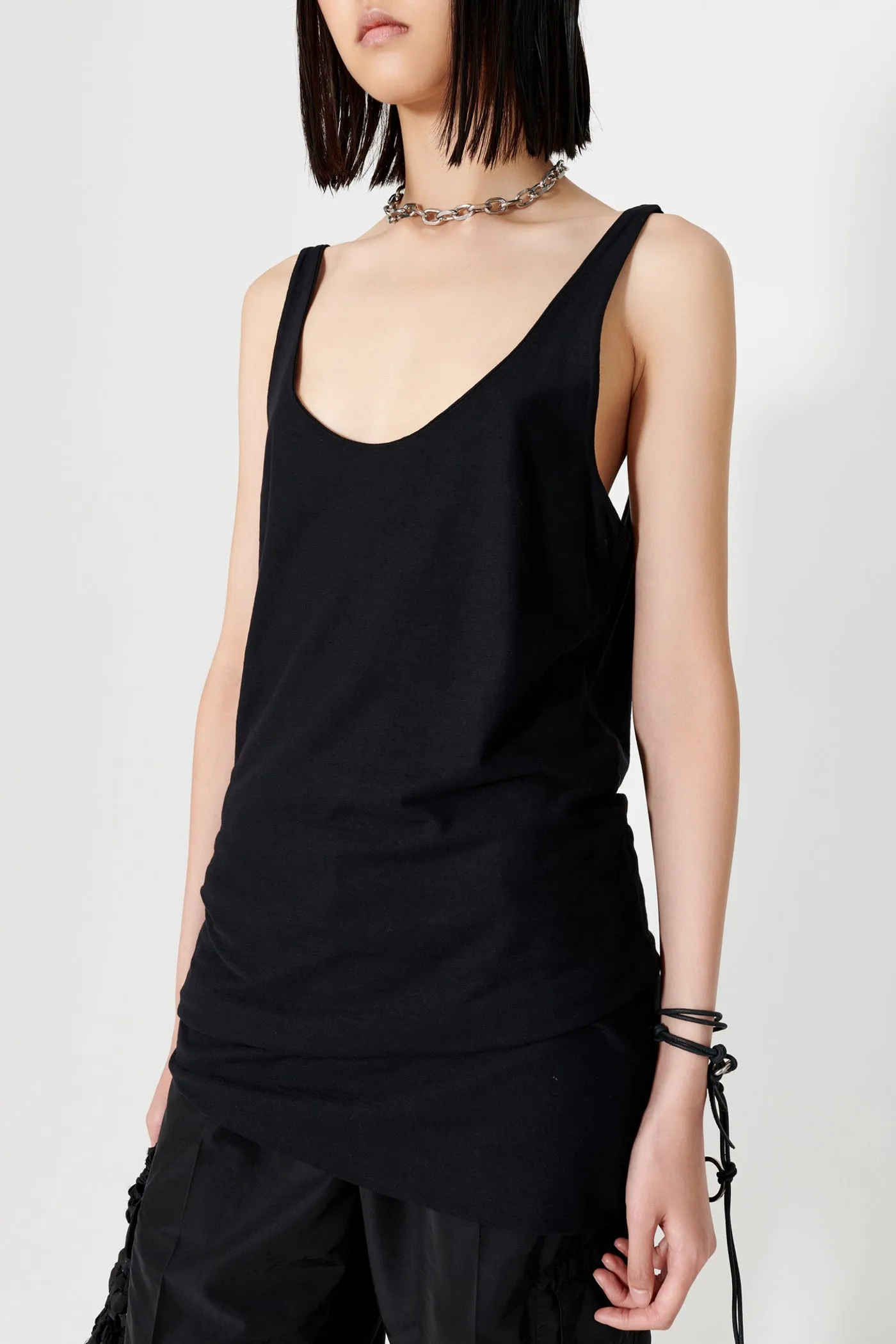 Tank Dress | Black Dry Crepe