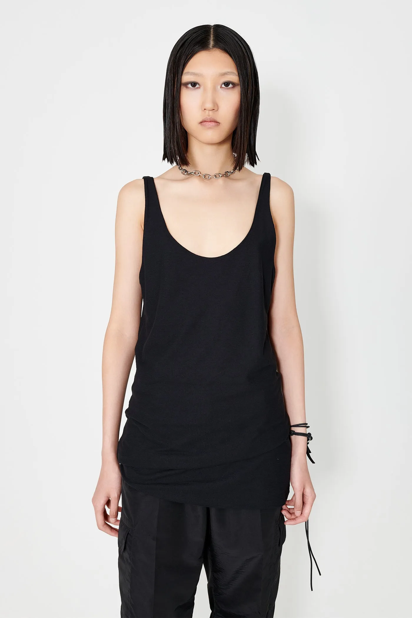 Tank Dress | Black Dry Crepe